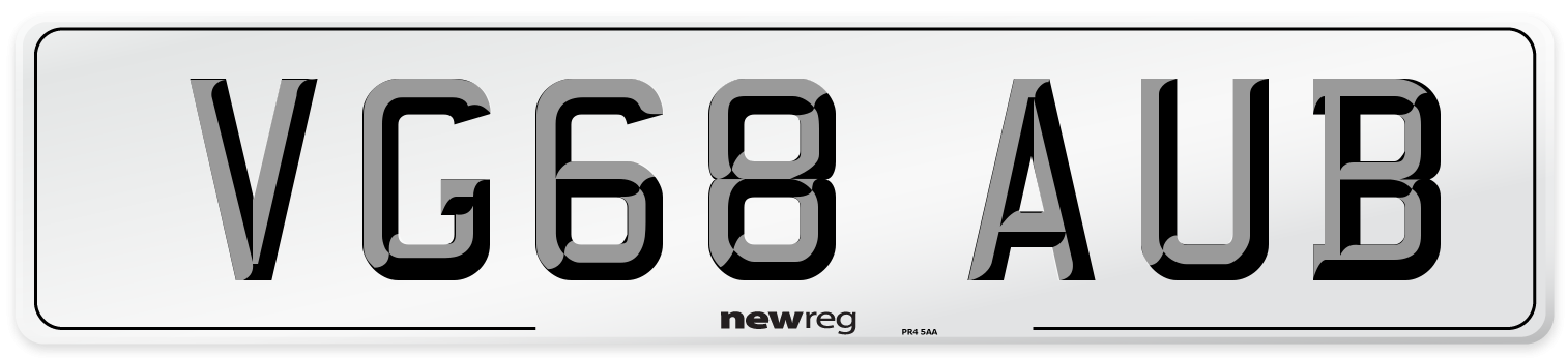 VG68 AUB Number Plate from New Reg
